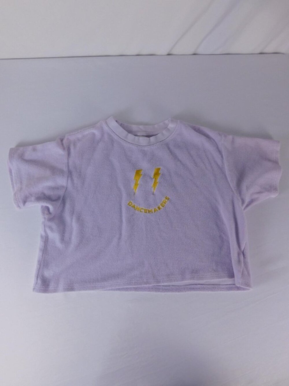 DANCEMAKERS Shirt Womens XS/S Purple Cropped Embroidered Lightning Tee